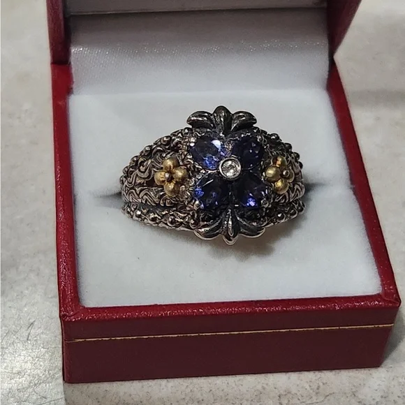 Barbara Bixby Solid
Sterling Silver 18K Gold
Amethyst Topaz Flower
Ring size 10 - Picture 4 of 10